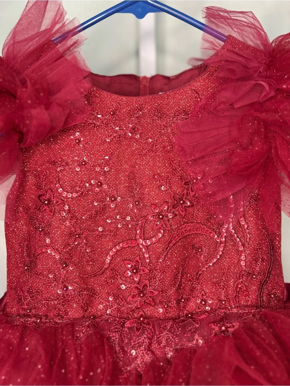 Tip Top Kids Red Sequin Glitz Pageant Tutu Gown Dress 6 Holiday Party
